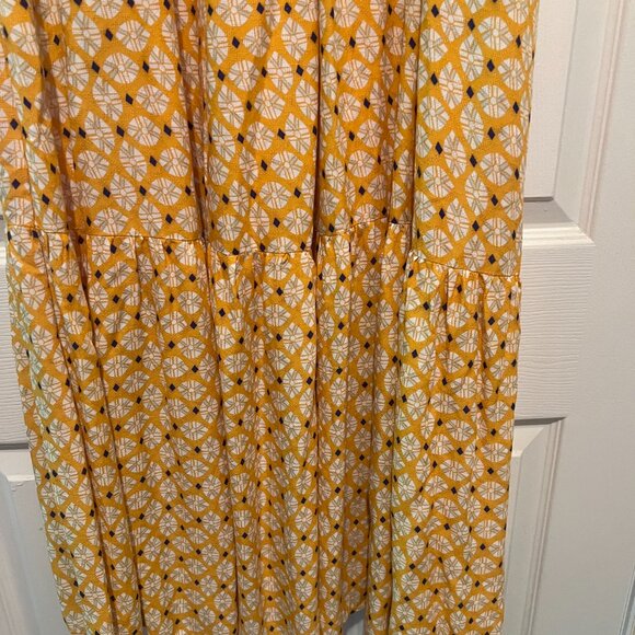 Knox Rose Women's Flutter Sleeve A-Line Yellow/Orange Midi Dress Boho Style Sz L - Picture 3 of 5